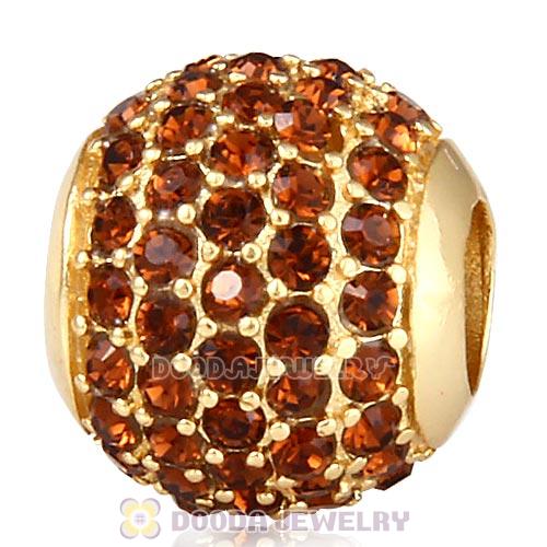 Gold Plated Sterling Pave Lights with Smoked Topaz Austrian Crystal Charm