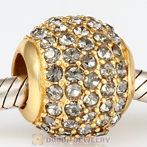 Gold Plated Sterling Pave Lights with Black Diamond Austrian Crystal Charm