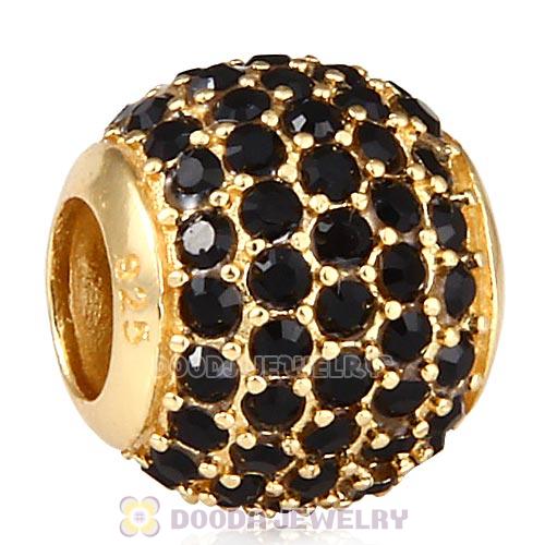Gold Plated Sterling Pave Lights with Jet Austrian Crystal Charm