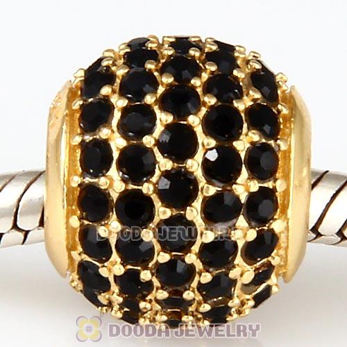 Gold Plated Sterling Pave Lights with Jet Austrian Crystal Charm