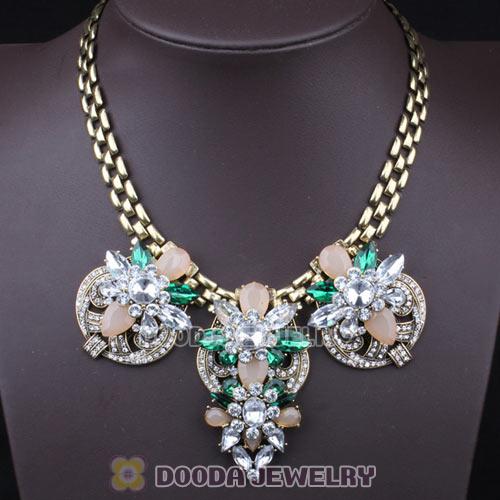 Luxury brand Multicolor Crystal Flower Statement Necklaces Wholesale