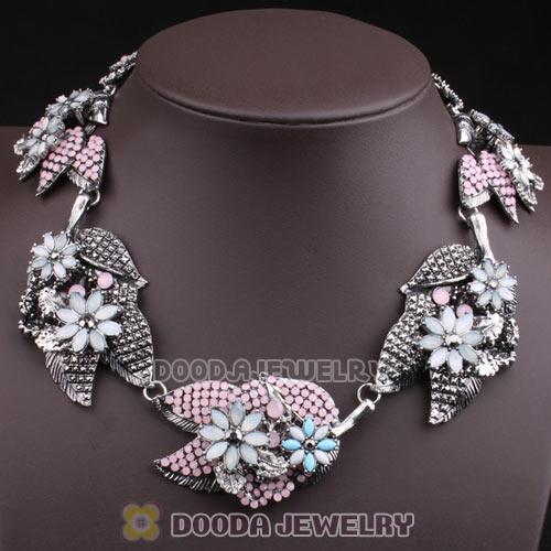 Luxury brand Multicolor Crystal Flower Statement Necklaces Wholesale