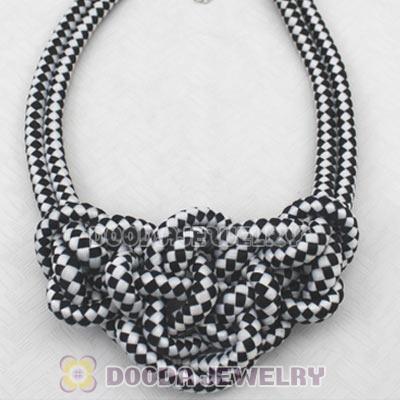 Handmade Weave Fluorescence Black White Cotton Rope Bib Necklaces