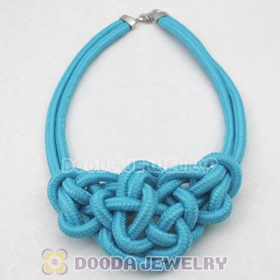 Handmade Weave Fluorescence Light Blue Cotton Rope Bib Necklaces
