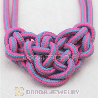 Handmade Weave Fluorescence Rose Blue Cotton Rope Bib Necklaces