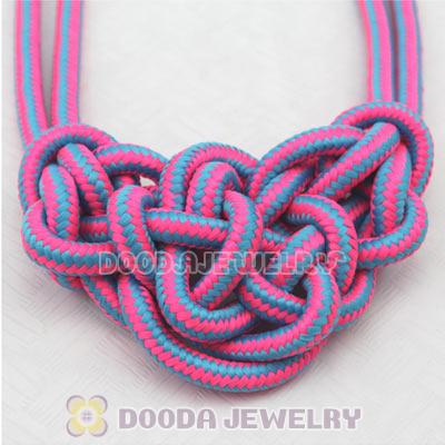 Handmade Weave Fluorescence Rose Blue Cotton Rope Bib Necklaces