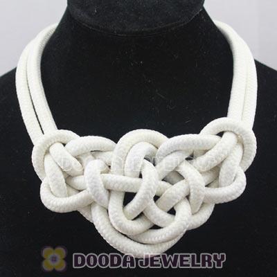 Handmade Weave Fluorescence White Cotton Rope Bib Necklaces