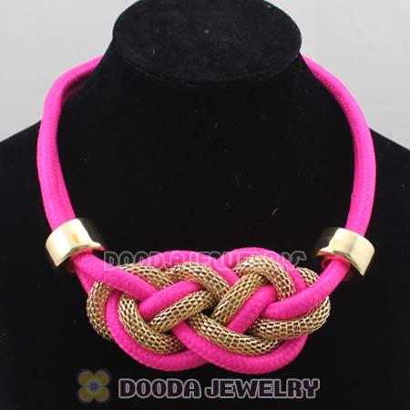 Handmade Weave Fluorescence Rose Cotton Rope Necklaces