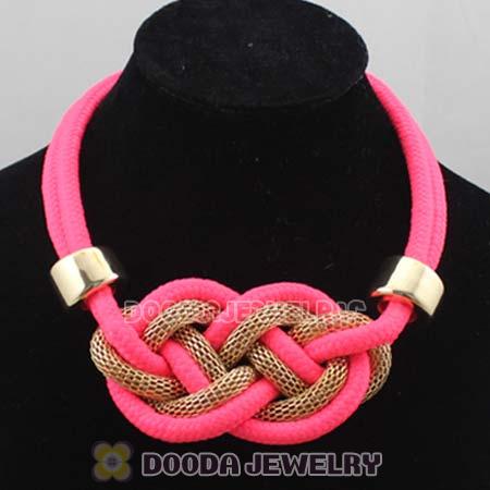 Handmade Weave Fluorescence Pink Cotton Rope Necklaces