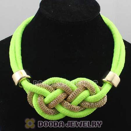 Handmade Weave Fluorescence Peridot Cotton Rope Necklaces