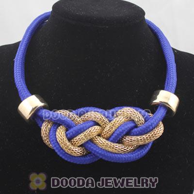 Handmade Weave Fluorescence Dark Blue Cotton Rope Necklaces