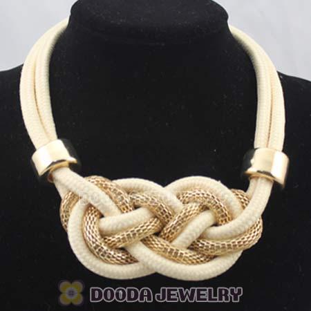 Handmade Weave Fluorescence Creamy white Cotton Rope Necklaces