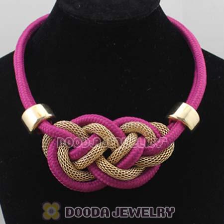 Handmade Weave Fluorescence Fuchsia Cotton Rope Necklaces