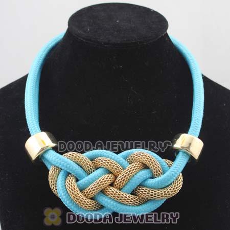 Handmade Weave Fluorescence Light Blue Cotton Rope Necklaces