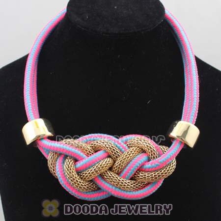 Handmade Weave Fluorescence Rose Blue Cotton Rope Necklaces
