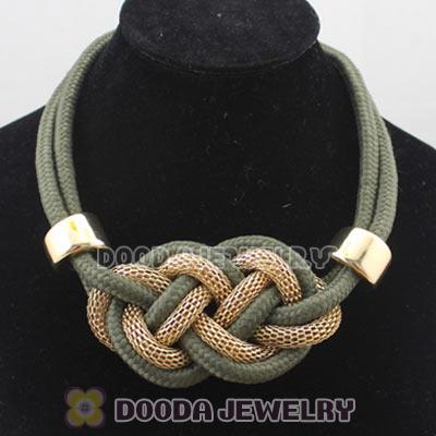 Handmade Weave Fluorescence Army green Cotton Rope Necklaces