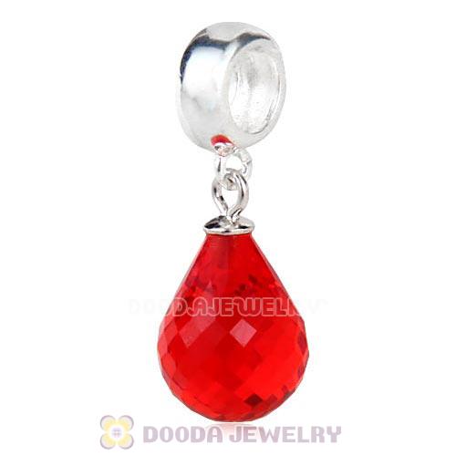 European Sterling Silver Dangle Light Siam Faceted Glass Beauty Charm