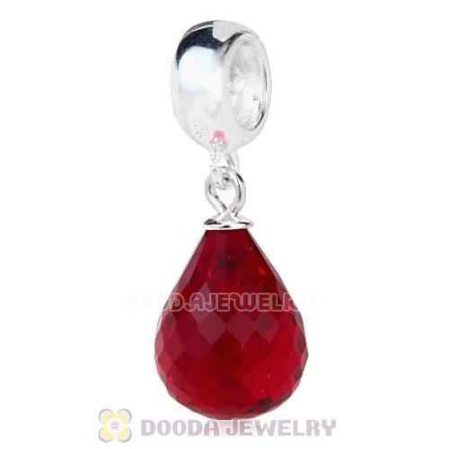 European Sterling Silver Dangle Siam Faceted Glass Beauty Charm