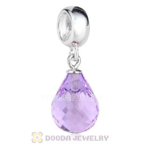 European Sterling Silver Dangle Violet Faceted Glass Beauty Charm