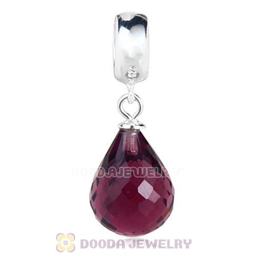 European Sterling Silver Dangle Amethyst Faceted Glass Beauty Charm
