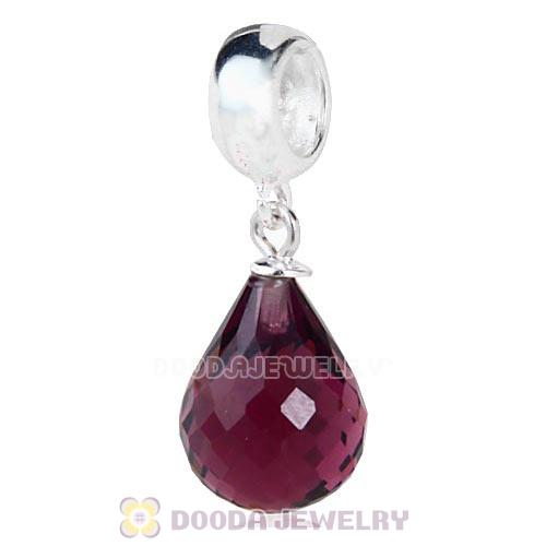 European Sterling Silver Dangle Amethyst Faceted Glass Beauty Charm
