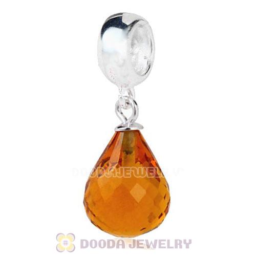European Sterling Silver Dangle Topaz Faceted Glass Beauty Charm