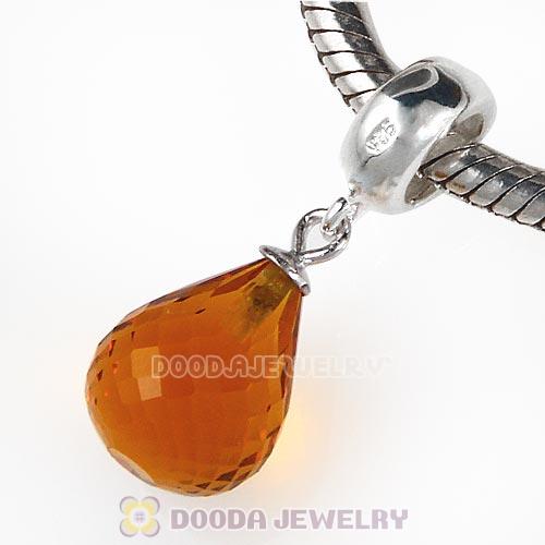 European Sterling Silver Dangle Topaz Faceted Glass Beauty Charm