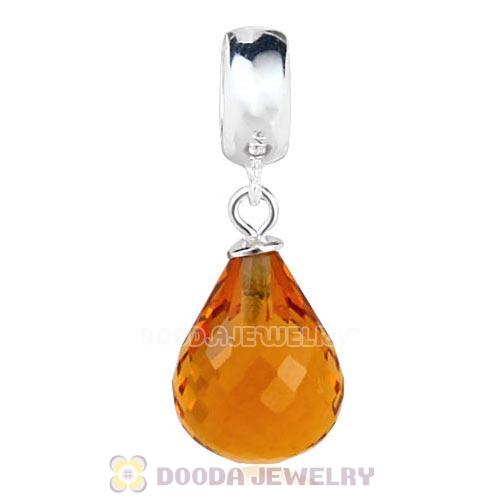 European Sterling Silver Dangle Topaz Faceted Glass Beauty Charm