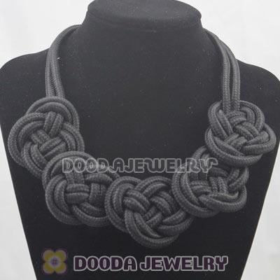 Handmade Weave Fluorescence Black Cotton Rope 5 Flowers Necklace
