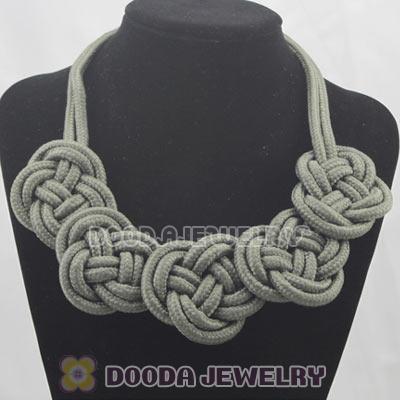 Handmade Weave Fluorescence Army green Cotton Rope 5 Flowers Necklace