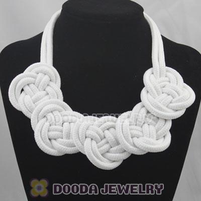 Handmade Weave Fluorescence White Cotton Rope 5 Flowers Necklace