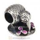European Sterling Silver Kiwi Bird with Pink Enamel Charm Wholesale