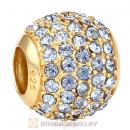 Gold Plated Sterling Pave Lights with Light Sapphire Austrian Crystal Charm