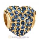 Gold Plated Sterling Pave Heart with Montana Austrian Crystal Charm