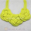 Handmade Weave Fluorescence Yellow Cotton Rope 3 Flowers Necklace