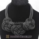 Handmade Weave Fluorescence Black Cotton Rope 3 Flowers Necklace