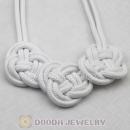 Handmade Weave Fluorescence White Cotton Rope 3 Flowers Necklace