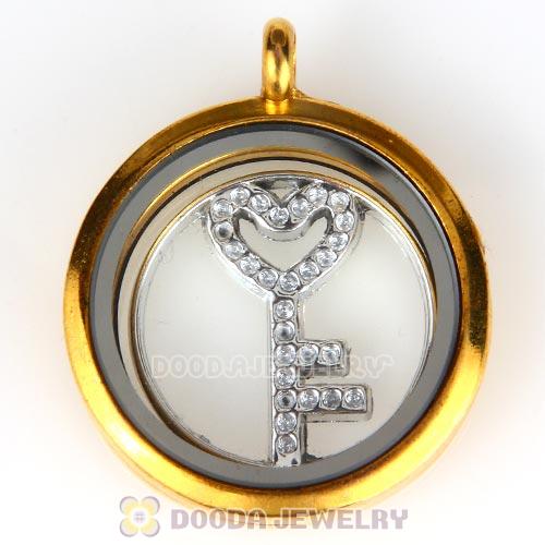 22mm Large Platinum Heart Key Alloy Window Plate