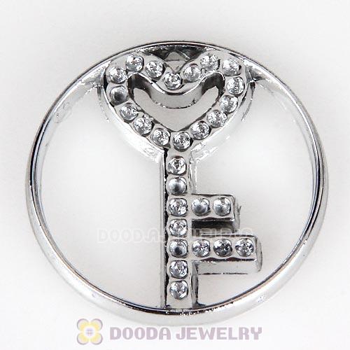 22mm Large Platinum Heart Key Alloy Window Plate