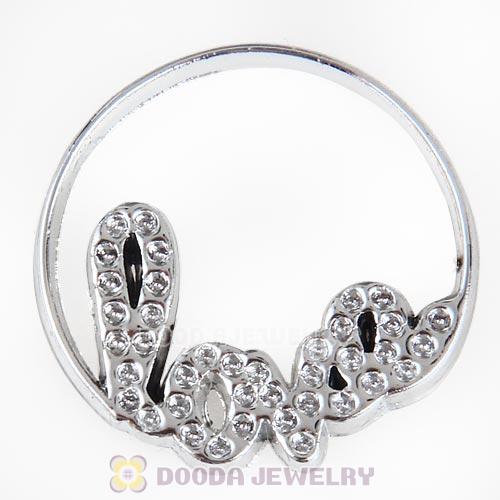 22mm Large Platinum Love Alloy Window Plate