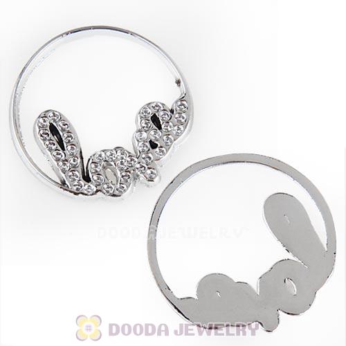 22mm Large Platinum Love Alloy Window Plate