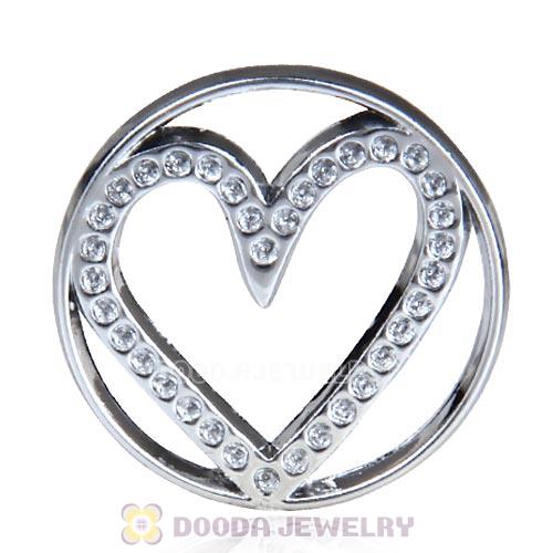 22mm Large Platinum Heart Alloy Window Plate