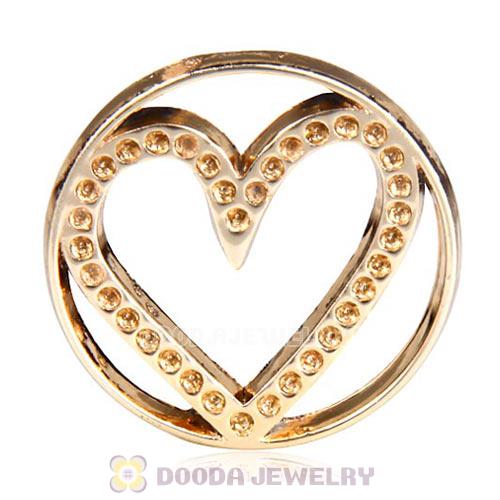22mm Large Rose Gold Heart Alloy Window Plate