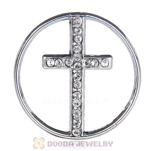 22mm Large Platinum Cross Alloy Window Plate with Crystal