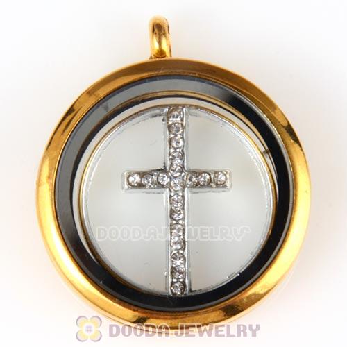 22mm Large Platinum Cross Alloy Window Plate with Crystal