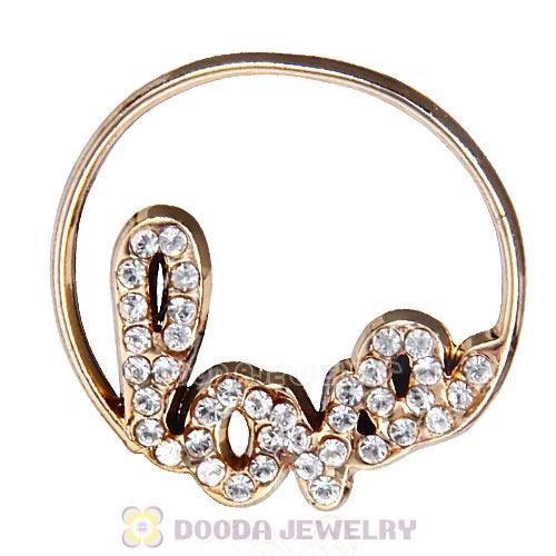 22mm Large Rose Gold Love Alloy Window Plate with Crystal
