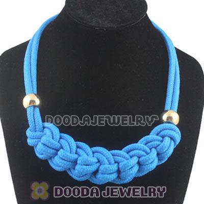 Handmade Weave Fluorescence Blue Cotton Rope Braided Necklace