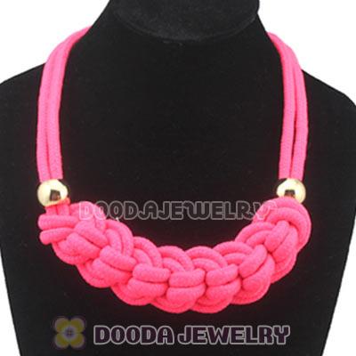 Handmade Weave Fluorescence Pink Cotton Rope Braided Necklace