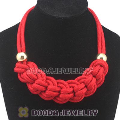 Handmade Weave Fluorescence Red Cotton Rope Braided Necklace