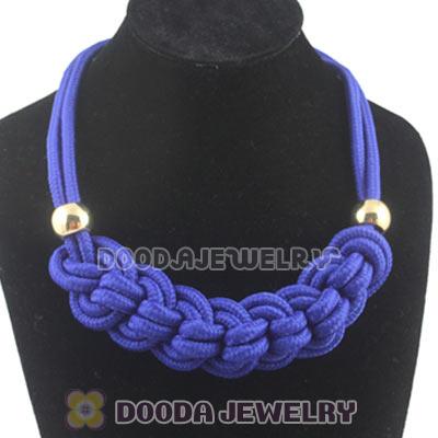 Handmade Weave Fluorescence Dark Blue Cotton Rope Braided Necklace